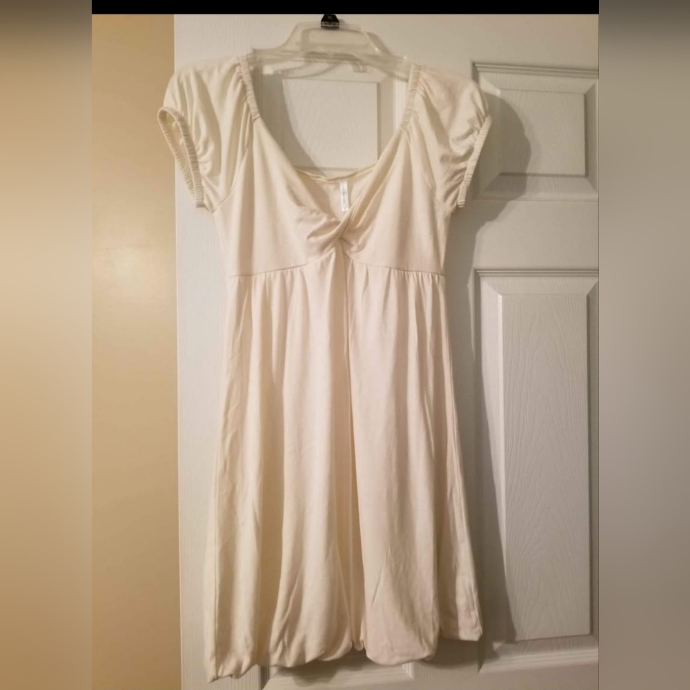 Cream Short Sleeve Dress